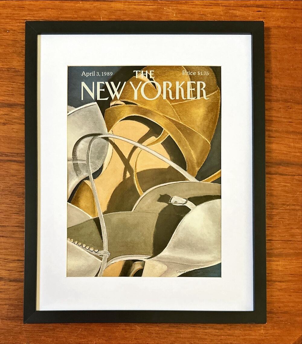 Framed 1989 The New Yorker Magazine Cover April 3 Gretchen Simpson Shoes